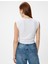 Kolsuz Tişört Drape Detaylı Yuvarlak Yaka Dokulu Slim Fit 4