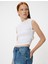 Kolsuz Tişört Drape Detaylı Yuvarlak Yaka Dokulu Slim Fit 1