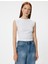 Kolsuz Tişört Drape Detaylı Yuvarlak Yaka Dokulu Slim Fit 3