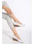 Kadın Hakiki Deri Petek Baskılı Dolgu Topuklu Ayakkabı - Beyaz - 36 1