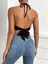 Kadın Siyah Püsküllü Crop Bluz 4