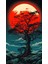 Günbatımı Ağaç Illustrasyon Tasarım Poster 30X42 cm Çerçevesiz 1