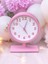 Ahşap Ayaklı Pembe Beyaz Ofis Salon Masa Saati 22*30 cm 2
