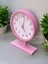 Ahşap Ayaklı Pembe Beyaz Ofis Salon Masa Saati 22*30 cm 4