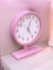 Ahşap Ayaklı Pembe Beyaz Ofis Salon Masa Saati 22*30 cm 5
