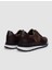 %100 Hakiki Deri Kahverengi Bağcıklı Kamuflaj Desenli Erkek Sneaker 3