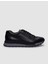 %100 Hakiki Deri Siyah Bağcıklı Erkek Sneaker 1