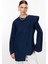 Lacivert Şal Detaylı Poplin Bluz 5