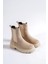 Kadın Bej Süet Elastik Yan Bantlı Bot 3
