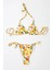 Kadın Oranj Çiçek Desenli Astarlı Ip Bağlamalı Üçgen Bikini Takım HZL24S-LC2231 1