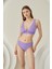 Lila Reps Yüksek Bel Tek Alt Bikini 2