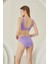 Lila Reps Yüksek Bel Tek Alt Bikini 4