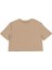 Bej Oversize Basic Kadın Crop Tshirt 4
