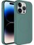 Apple iPhone 13 Pro Max Uyumlu Magsafe Wireless Şarj Özellikli Pastel Renk Silikon Plas Kapak-Koyu Yeşil 1