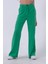 Yeşil Yüksek Bel Bol Paça Keten Pantolon 01020661.07 4