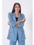 Bebe Mavi Kolları Düğme Toparlamalı Keten Ceket 01051361.449 2