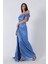 Mavi Drape Detaylı Saten Kumaş Abiye Elbise 9704858.16 1