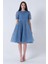 Indigo Midi Boy Kısa Yuvarlak Yaka Simli Tül Abiye Elbise 6502459.98 2
