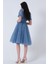 Indigo Midi Boy Kısa Yuvarlak Yaka Simli Tül Abiye Elbise 6502459.98 5