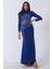 Saks Üzeri Çiçek Desen Boncuk Taş Işlemeli Tesettür Abiye 6502487.26 3