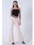Krem Yüksek Bel Ispanyol Paça Pantolon 0303891.19 1