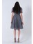 Gri Midi Boy Kısa Yuvarlak Yaka Simli Tül Abiye Elbise 6502459.06 4