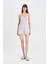 Pijama Takımı Ribana Askılı Pijama Üstü Esnek Belli Şortlu Pijama Altı-Fall in Love C7996AX24HS 1