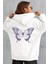 Unisex Butterfly Baskılı Sweatshirt Kp-Beyaz-Eflatun 1