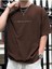 Blacksokak Erkek Kahverengi Dreamer Baskılı Oversize Bisiklet Yaka Tshirt 1