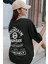 Unisex Siyah Mountain Baskılı Oversize Bisiklet Yaka T-Shirt 1
