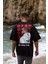 Erkek Çince-Rapci Baskılı %100 Pamuk Oversize T-Shirt 4