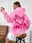Pembe Nice Summer Baskılı Oversize Kapüşonlu Unisex Sweatshirt 1