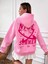 Pembe Nice Summer Baskılı Oversize Kapüşonlu Unisex Sweatshirt 3