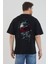 Siyah Zeus Baskılı Oversize Bisiklet Yaka T-Shirt 1