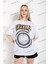 Kadın Çizgili Figür Kalp Siyah T-Shirt Have A Holiday 2