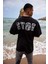 Erkek Stop Baskılı %100 Pamuk Oversize T-Shirt 1