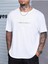 Erkek Beyaz Dreamer Baskılı Oversize Bisiklet Yaka Tshirt 1
