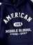 Erkek Lacivert American Middle Basklı Kapüşonlu Oversize Sweatshirt 2