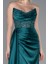 Straplez Drapeli Uzun Saten Abiye ABU3998 3