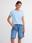 3471 Bisiklet Yaka Basic T-Shirt-Açık Mavi 1