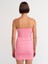 91177 Straplez Poliamid Elbise-Pembe 2