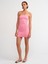 91177 Straplez Poliamid Elbise-Pembe 3