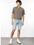 Straight Açık Indigo Erkek Denim Şort DT10720_STRAIGHT Fit Normal Bel Açı 1
