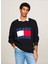 Tommy Jeans Bisiklet Yaka Regular Fit Baskılı Siyah Erkek Kazak DM0DM19186BDS Reg Dna Flag Sweater 2