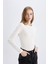 Slim Fit Dar Kesim Bisiklet Yaka Fitilli Kaşkorse Basic Düz Uzun Kollu Tişört C7516AX24AU 3