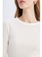 Slim Fit Dar Kesim Bisiklet Yaka Fitilli Kaşkorse Basic Düz Uzun Kollu Tişört C7516AX24AU 5