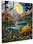 Fantastik Manzara Cam Baskı Duvar Sanatı - Gizli Dinozorlarla Noktacılık Başyapıtı, 30X30 1