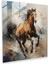 Fırtınalı Çölde Dörtnala Koşan Soyut Atın Etkileyici Cam Baskısı - Modern Sanat Eseri, 30X30 1
