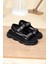 Cırtlı Kalın Taban Comfort Sandalet Siyah 1