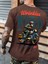 Oversize Baskılı Kahverengi Renk Salaş T-Shirt %100 Pamuk 1
